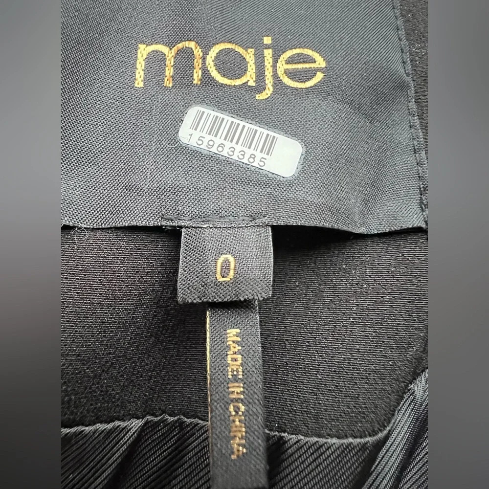 Maje Black Cream High Pile Fleece Faux Shearling Hoodie Puffer Jacket Sz 0 (XS) - Picture 16 of 16